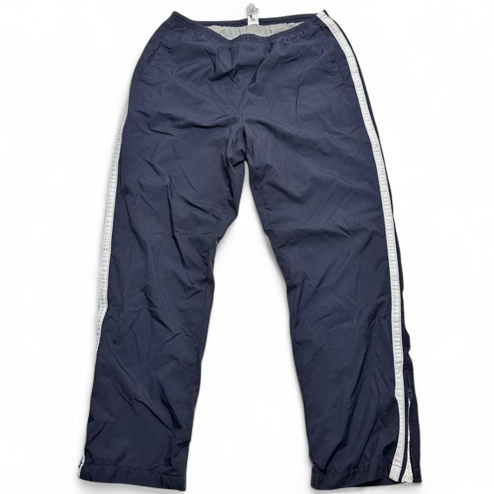 Navy blue 90s track pants with inner cotton liner zippered ends low rise size M